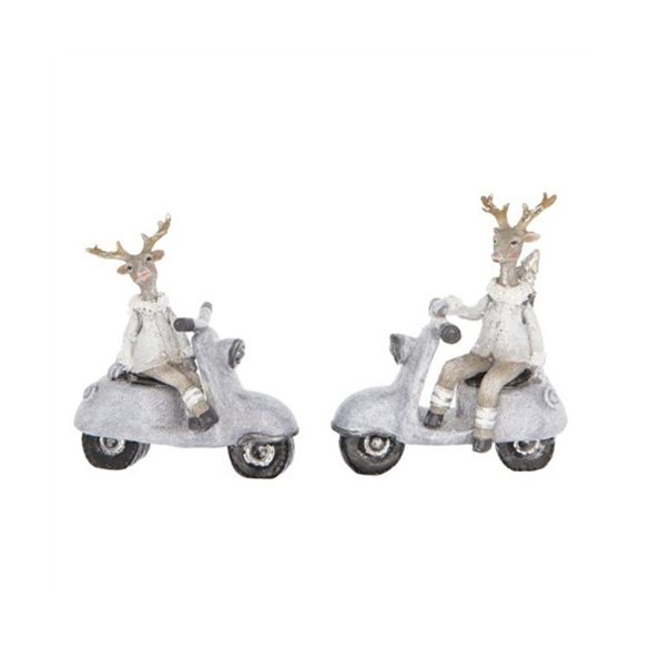 Szarvas motoron glitteres poly 9x3,5x10cm - Szürke 2 féle