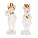 Egérpár álló poly 3,5x3x10cm - Fehér,arany 2 féle