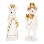 Egérpár álló poly 5x4x14,5cm - Fehér,arany 2 féle