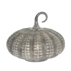 Tök levél mintás üveg/fém 29x29x24 cm - Ezüst