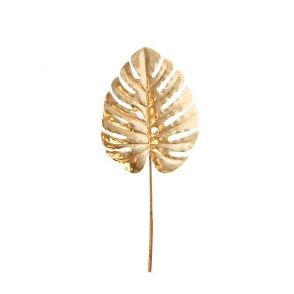 Monstera levél 38 cm műanyag arany