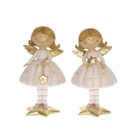 Angyal álló szoknyában, csillaggal 8x6x14,5cm - 2 féle