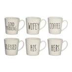 Bögre kerámia feliratos 5dl - Fehér 6féle