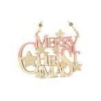   Merry Christmas tábla fa 30x16,5x0,7 cm - Natúr,rózsaszín