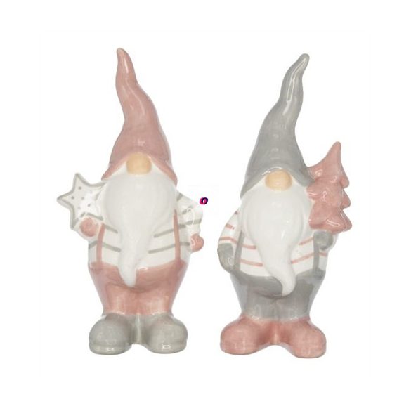 Manó álló fényes kerámia 10x7x21,5cm - Szürke,rózsaszín 2 féle