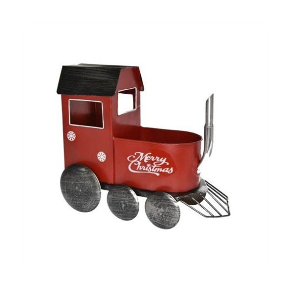 Mozdony tárolóval bádog 30x14x25 cm - Piros