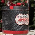   Tároló ajándék alakú bádog 25,5x25,5x25cm - Fekete, piros