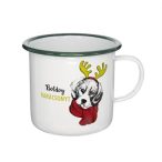 Bögre Boldog Karácsonyt felirattal, kutyával 11x11x10cm