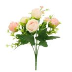 Rózsa selyemvirág csokor 28cm - Rózsaszín