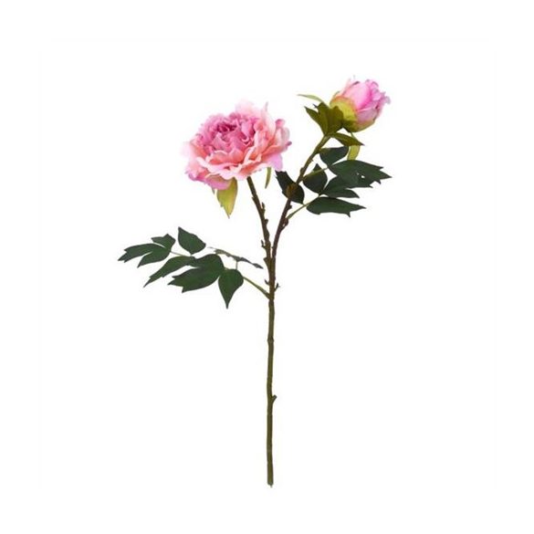 Peonia selyemvirág fodros, szálas 52cm - Rózsaszín