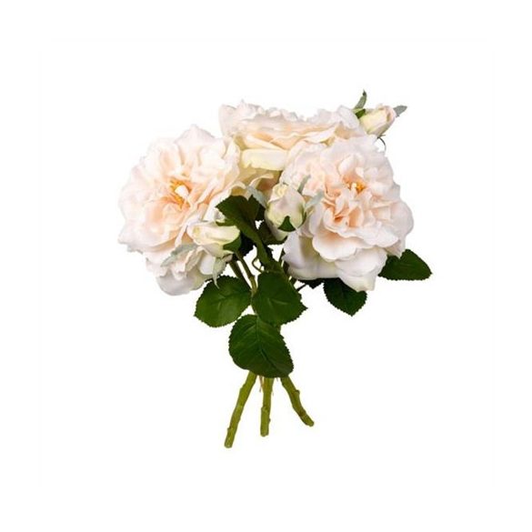 Rózsa selyemvirág csokor 36cm - Krém