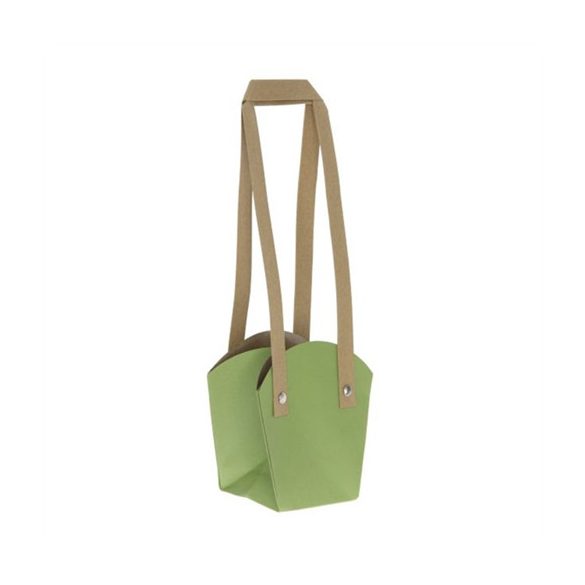 Tasak cserepes virághoz füllel 11x7x12cm - Zöld