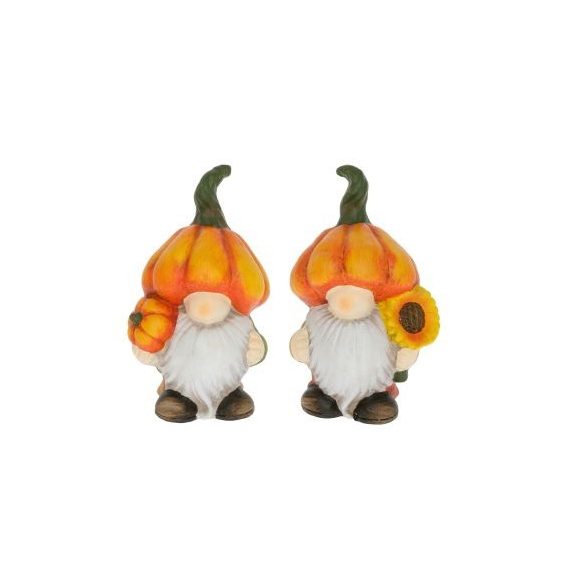 Manó tökkel, virággal álló kerámia 12,5x10,5x20,5cm - 2 féle