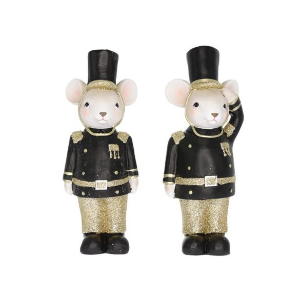 Egér egyenruhában glitteres poly 6x5x17cm - 2 féle