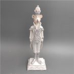 Egér álló glitteres poly 7,5x6x23cm - Fehér/ezüst