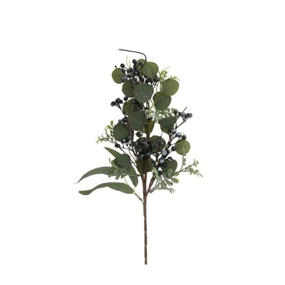 Ág betűzős leveles bogyókkal 60cm - Zöld