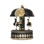 Körhinta forgó, zenélő poly 11x11x16,5cm - Fekete-arany