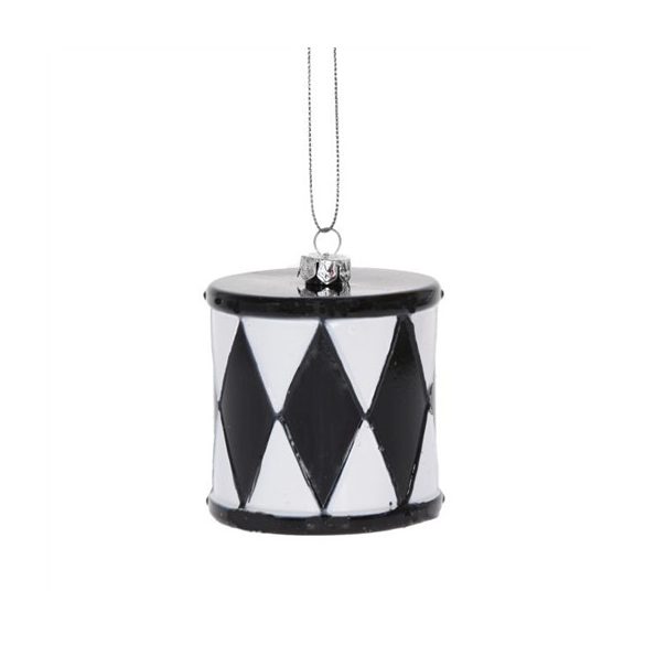 Dob akasztós műanyag 6x6x6cm - Fekete,fehér