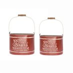 Vödör karácsonyi felirattal fém 31x22x23cm - Piros S/2