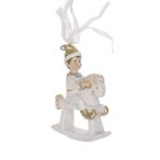 Gyerek hintalovon poly akasztós 6,5x3x9cm - Fehér