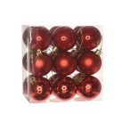 Műanyag gömb dobozban 5cm - Piros 3féle S/18