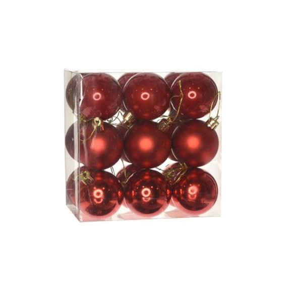 Műanyag gömb dobozban 5cm - Piros 3féle S/18