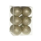 Műanyag gömb dobozban glitteres 6cm - Arany S/12