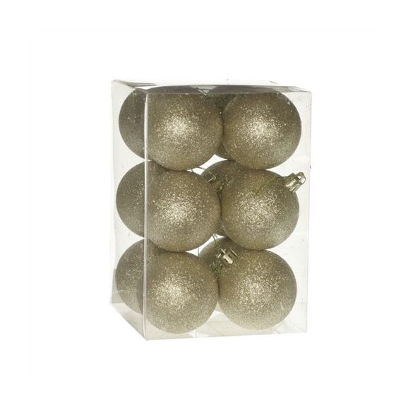 Műanyag gömb dobozban glitteres 6cm - Arany S/12