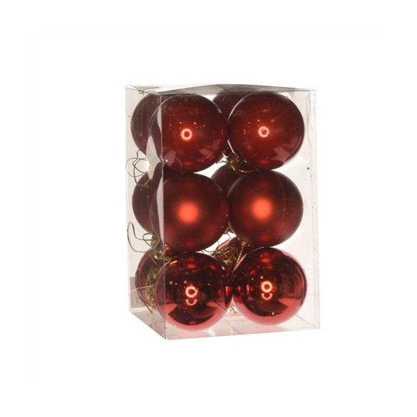 Műanyag gömb 6cm - Piros 3féle S/12