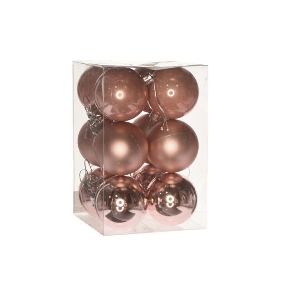 Műanyag gömb dobozban 6cm - Eperkrém 3féle S/12