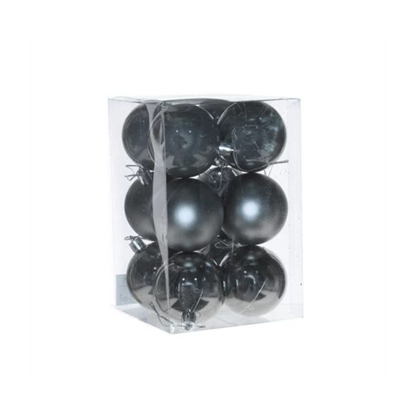 Műanyag gömb dobozban 6cm - Grafitszürke 3féle S/12