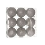 Műanyag gömb dobozban 8cm  glitteres - Ezüst S/9