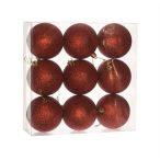 Műanyag gömb dobozban 8cm  glitteres - Piros S/9