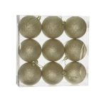 Műanyag gömb dobozban 8cm glitteres - Arany S/9