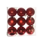 Műanyag gömb dobozban 8cm - Piros 3féle S/9