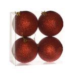 Műanyag gömb dobozban glitteres 10cm - Piros S/4