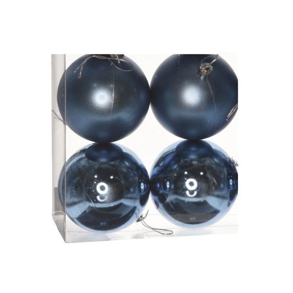 Gömb dobozban műanyag 10cm kék 3féle S/4db