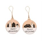   Gömb fa karácsonyi mintával, akasztós 11x10x0,8cm - 2 féle