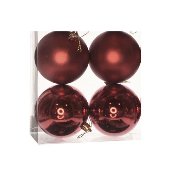 Műanyag gömb dobozban 10cm - Bordó 3féle S/4