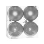 Gömb dobozban műanyag 10cm ezüst 3féle S/4db