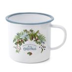   Bögre bádog "Merry Christmas" felirattal, girlanddal 11x11x10 cm