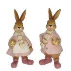   Nyúl fiú, lány sálban álló poly 7x6,5x15,5 cm - Rózsaszín, arany