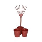   Kaspós állvány kerti szerszámmal 31,75x29,21x65,40cm - Piros