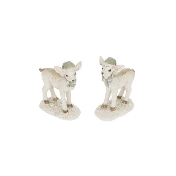 Szarvas sapkában, sállal álló, glitteres poly 5x2,4x5,8cm - 2féle