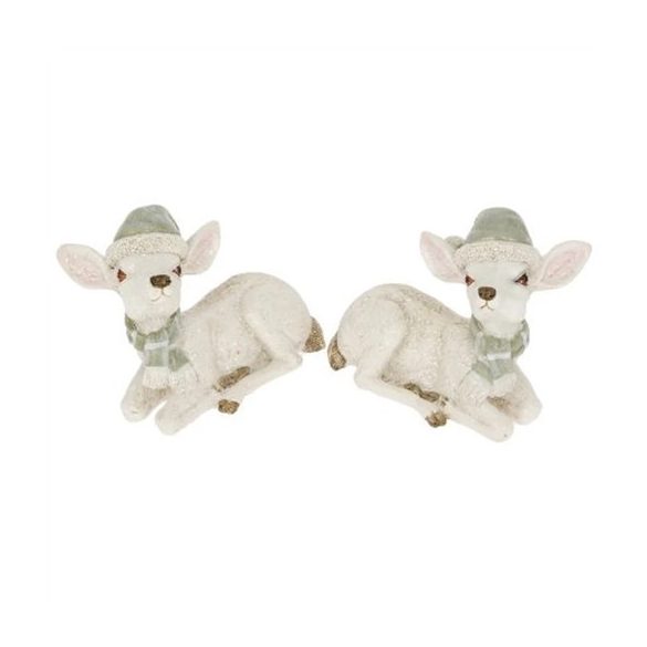 Szarvas sapkában, sállal fekvő, glitteres poly 4,6x2,7x3,5cm - 2féle