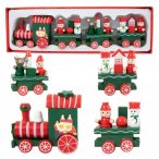Vonat fa karácsonyi figurákkal 22,7x7,2x3cm - Piros/zöld