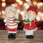   Gyerek fiú,lány gyertyával álló LED-es poly 10,5x11x22,5cm - 2féle