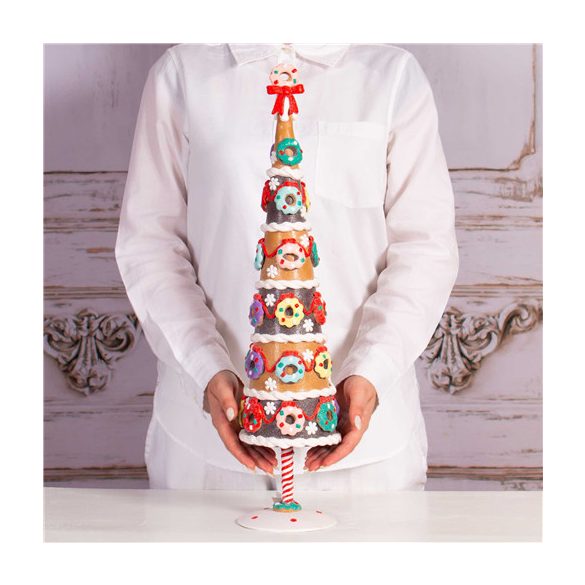 Mézeskalács fenyő fánkokkal kerámia 14,6x14,6x57cm