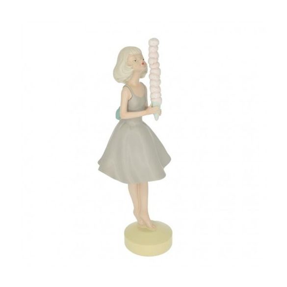 Lány fagyival álló műanyag 12,6x12,7x34,1cm - Szürke