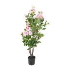   Rózsabokor selyemvirág műanyag kaspóban 95cm - Rózsaszín